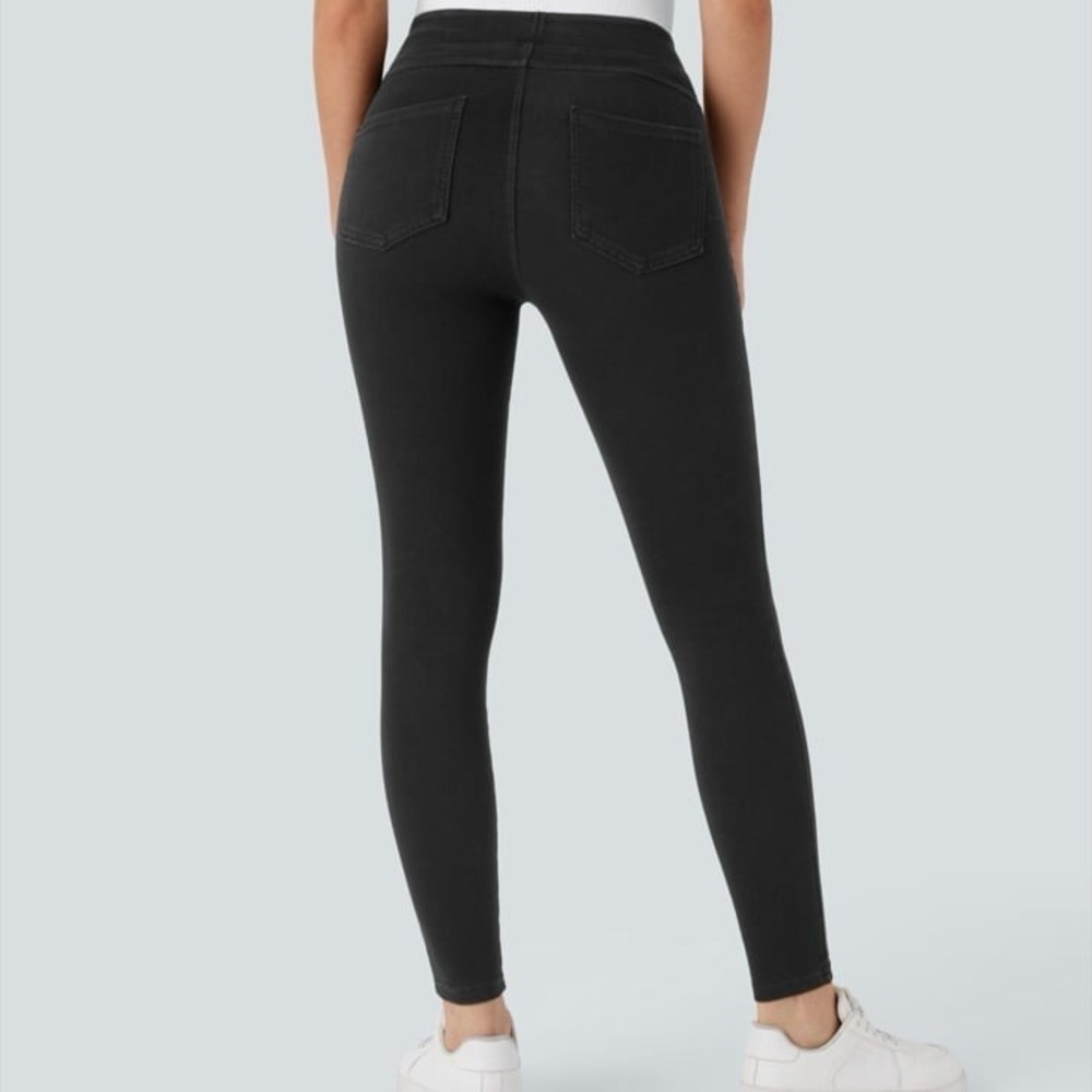Halara UltraSculpt Wood Black Denim Pull On Leggings Small/Full‎ Length